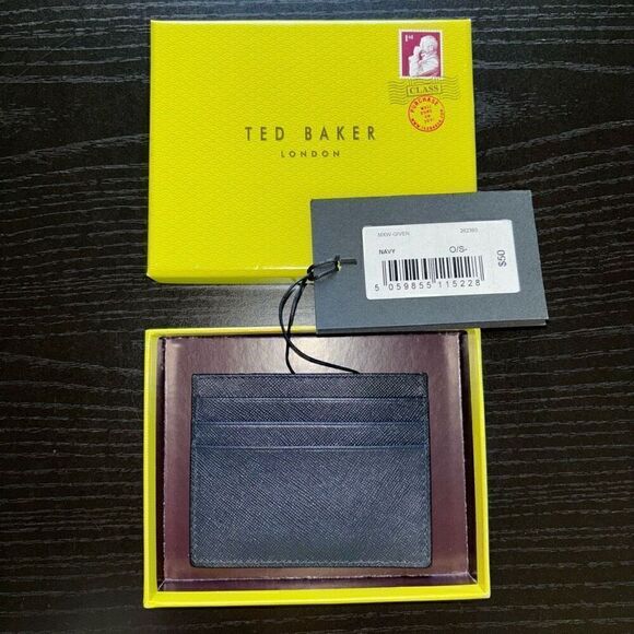 Ted Baker Given Leather Card Holder navy new - Picture 4 of 12